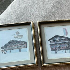 Unbranded Gold Framed Architectural Print Pair